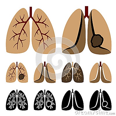 Human lung cancer icons Vector Illustration