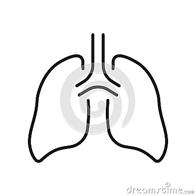 Human Lung Line Icon. Bronchi and Trachea Breath System Pictogram. Healthy Bronchial Respiratory Organ Outline Icon Vector Illustration