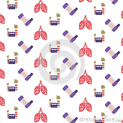 Human lungs anesthesia breathing machine or ventilator icon healthcare medical service logo factory pipe air pollution Vector Illustration