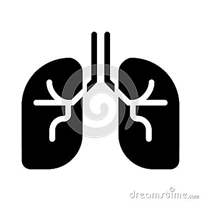 Human lungs black glyph icon Vector Illustration