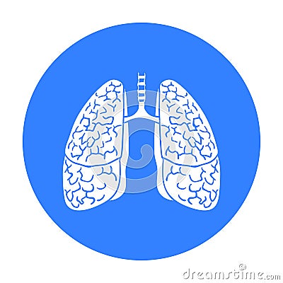 Human lungs icon in black style isolated on white background. Human organs symbol stock vector illustration. Vector Illustration