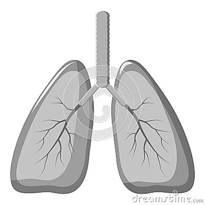 Human lungs icon, gray monochrome style Vector Illustration