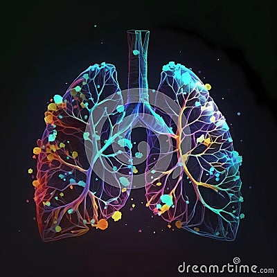 Human lungs made of polygonal crystal glass pieces shapes Cartoon Illustration