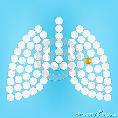 Human Lungs With Pills On A Background Realistic Vector Illustration. Vector Illustration