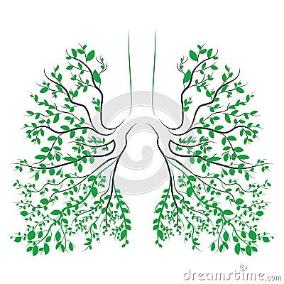 Human lungs. respiratory system. Healthy lungs. Light in the form of a tree. Line art. Drawing by hand. Medicine. Vector Illustration