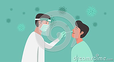 Doctor doing Covid-19 test to a young man Vector Illustration