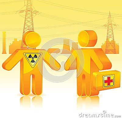 Human with medicine chest Vector Illustration