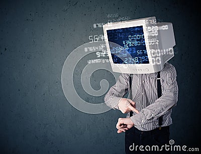 Human cyber monitor pc calculating computer data concept Stock Photo