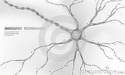 Human neuron low poly anatomy concept. Artificial neural network technology science medicine cloud computing. AI 3D Vector Illustration