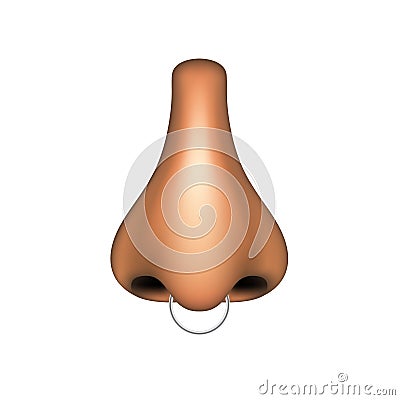 Human nose with piercing Vector Illustration