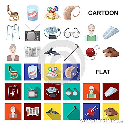 Human old age cartoon icons in set collection for design. Pensioner, period of life vector symbol stock web illustration Vector Illustration