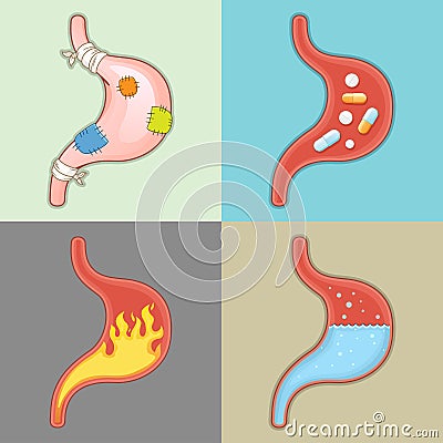 Human Organ - Stomach ache Vector Illustration