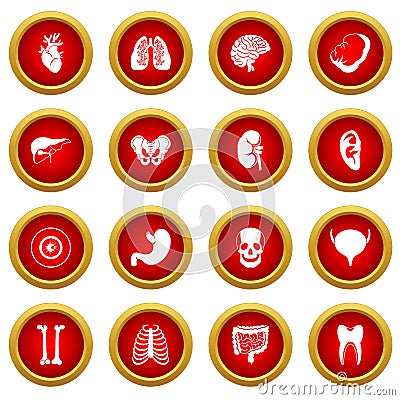 Human organs icon red circle set Vector Illustration