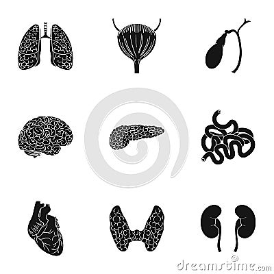 Human organs set icons in black style. Big collection of human organs vector symbol Vector Illustration