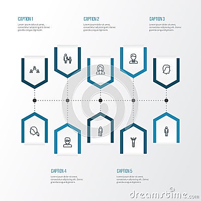 Human Outline Icons Set. Collection Of Graybeard, Rejoicing, Worker And Other Elements. Also Includes Symbols Such As Vector Illustration
