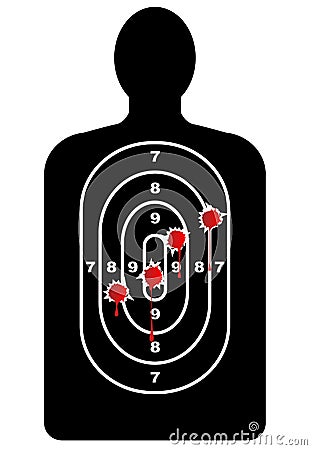 Human Shape Target With Bullet Holes Vector Illustration
