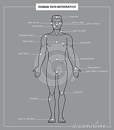 Human pain and man anatomy Vector Illustration