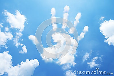 Human palm hand cloud shape Stock Photo