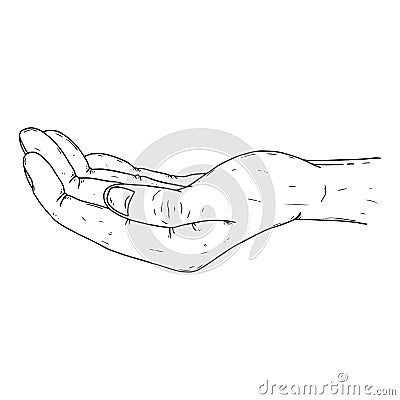 Human palms icon. Vector of a palm hold. Hand drawn human palms hold Vector Illustration