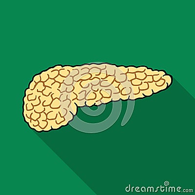 Human pancreas icon in flat style isolated on white background. Human organs symbol stock vector illustration. Vector Illustration