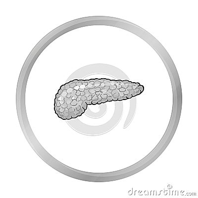 Human pancreas icon in monochrome style isolated on white background. Human organs symbol stock vector illustration. Vector Illustration