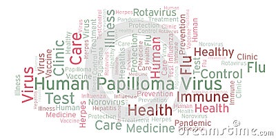 Human Papilloma Virus word cloud, made with text only. Stock Photo