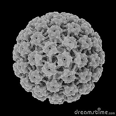 Human papillomavirus, molecular model Cartoon Illustration