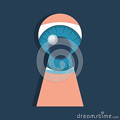 Human peep in the keyhole. Eye and keyhole vector Vector Illustration