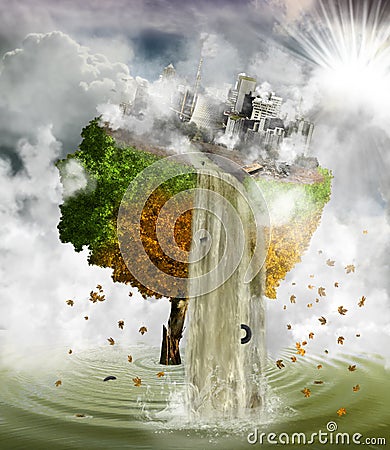 Human polluting environment, concept Stock Photo