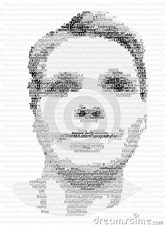 Human Portrait made with Letters Vector Illustration