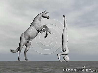 Horse yoga - 3D render Stock Photo