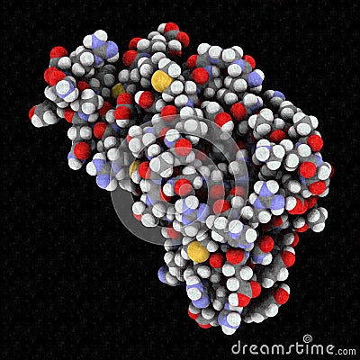 Human prion protein (hPrP), chemical structure. Associated with neurodegenerative diseases, including kuru, BSE and Creutzfeldt- Stock Photo
