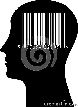 Silhouette brain barcode isolated over white background Stock Photo