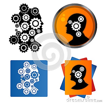 Human profile with gear wheels inside Vector Illustration