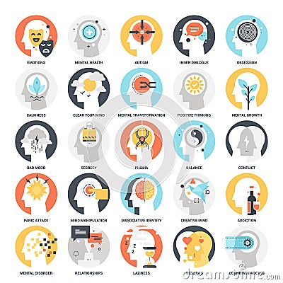 Human Psychology Icons Vector Illustration