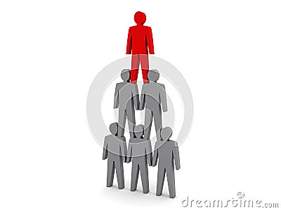 Human pyramid. Team hierarchy. Company boss. Cartoon Illustration