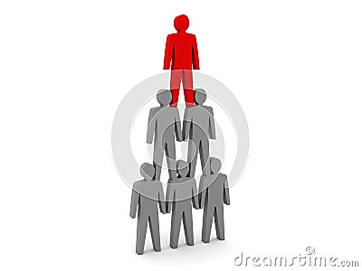 Human pyramid. Team hierarchy. Company boss. Cartoon Illustration