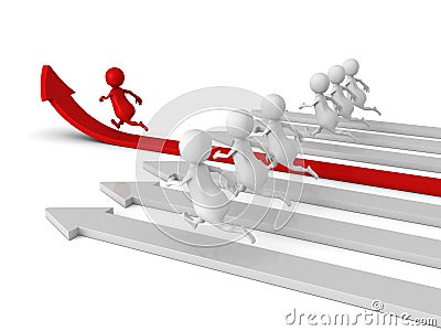 Human Race Competition Of 3d People. Success Winning Concept Stock Photo