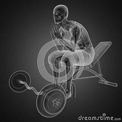 Human radiography scan in gym room Stock Photo