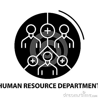 human resource department icon, black sign with strokes, concept illustration Cartoon Illustration