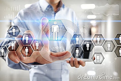 Human resource management, HR, recruitment, leadership and teambuilding. Business and technology concept. Stock Photo