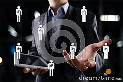 Human resource management, HR, recruitment, leadership and teambuilding. Business and technology concept. Stock Photo