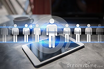 Human resource management, HR, recruitment, leadership and teambuilding. Business and technology concept. Stock Photo