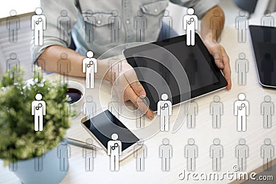 Human resource management, HR, recruitment, leadership and teambuilding. Business and technology concept. Stock Photo