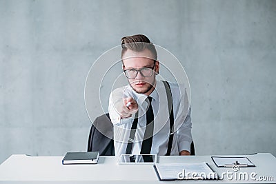 Human resources angry hr manager firing employee Stock Photo