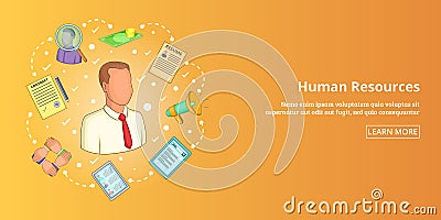 Human resources banner horizontal, cartoon style Vector Illustration