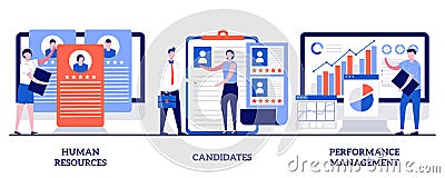 Human resources, candidates, performance management concept with tiny people. HR and headhunter service abstract vector Vector Illustration