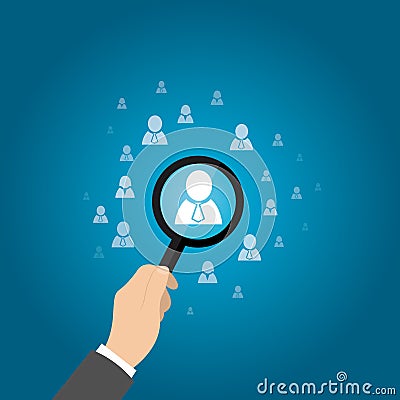 Human resources, CRM, data mining, officer looking for employee represented by icon. vector Illustration Vector Illustration