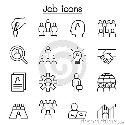 Human resources icon set in thin lines style Vector Illustration