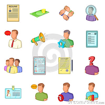 Human resources icons set, flat style Vector Illustration